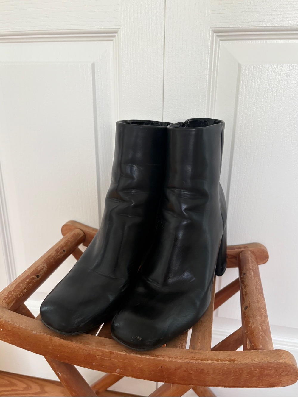 Women’s Black Leather Ankle Boots - Classic Block Heel